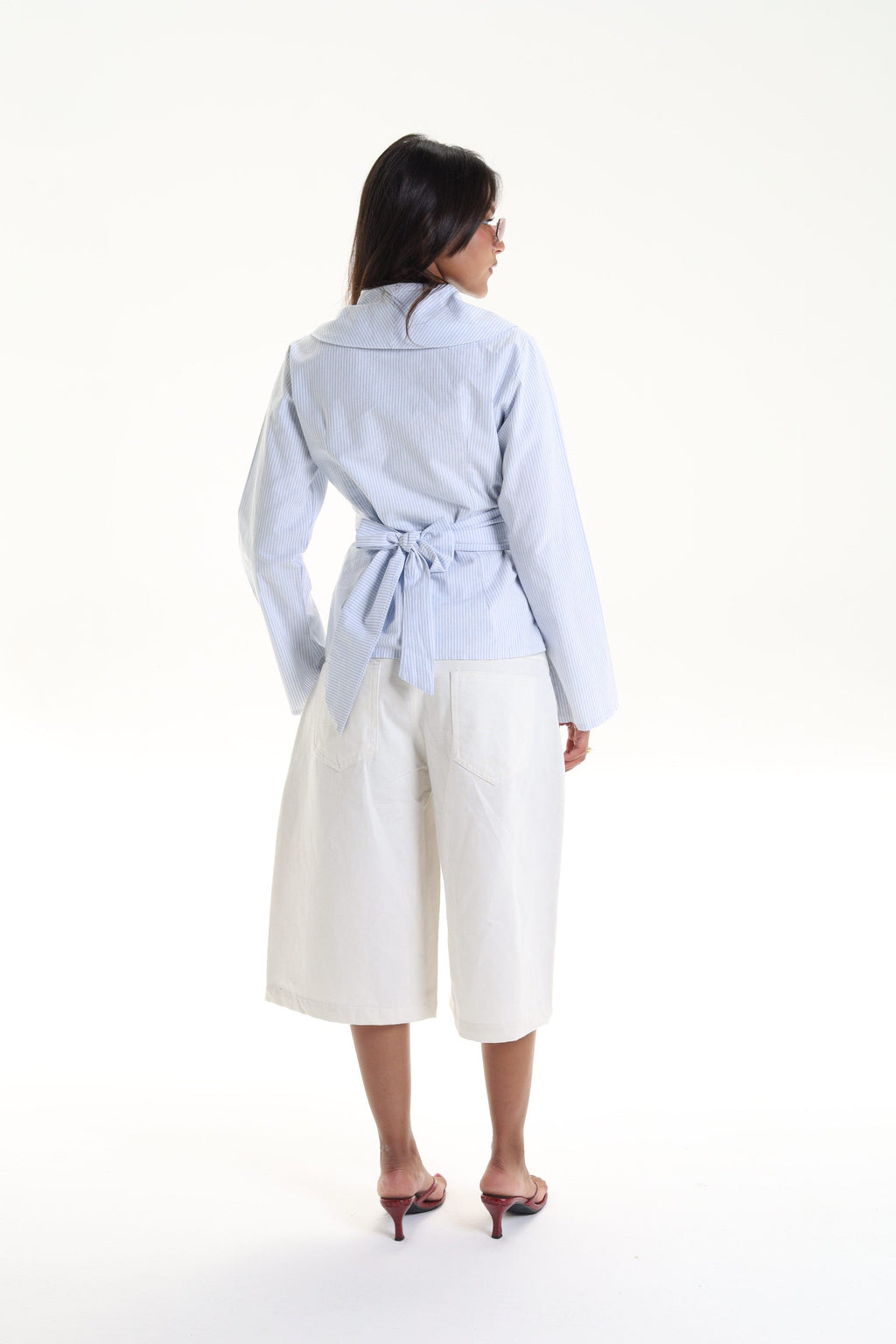 Pinstripe Wrap Blouse