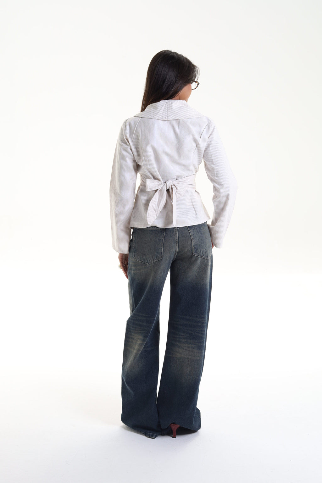 Pinstripe Wrap Blouse