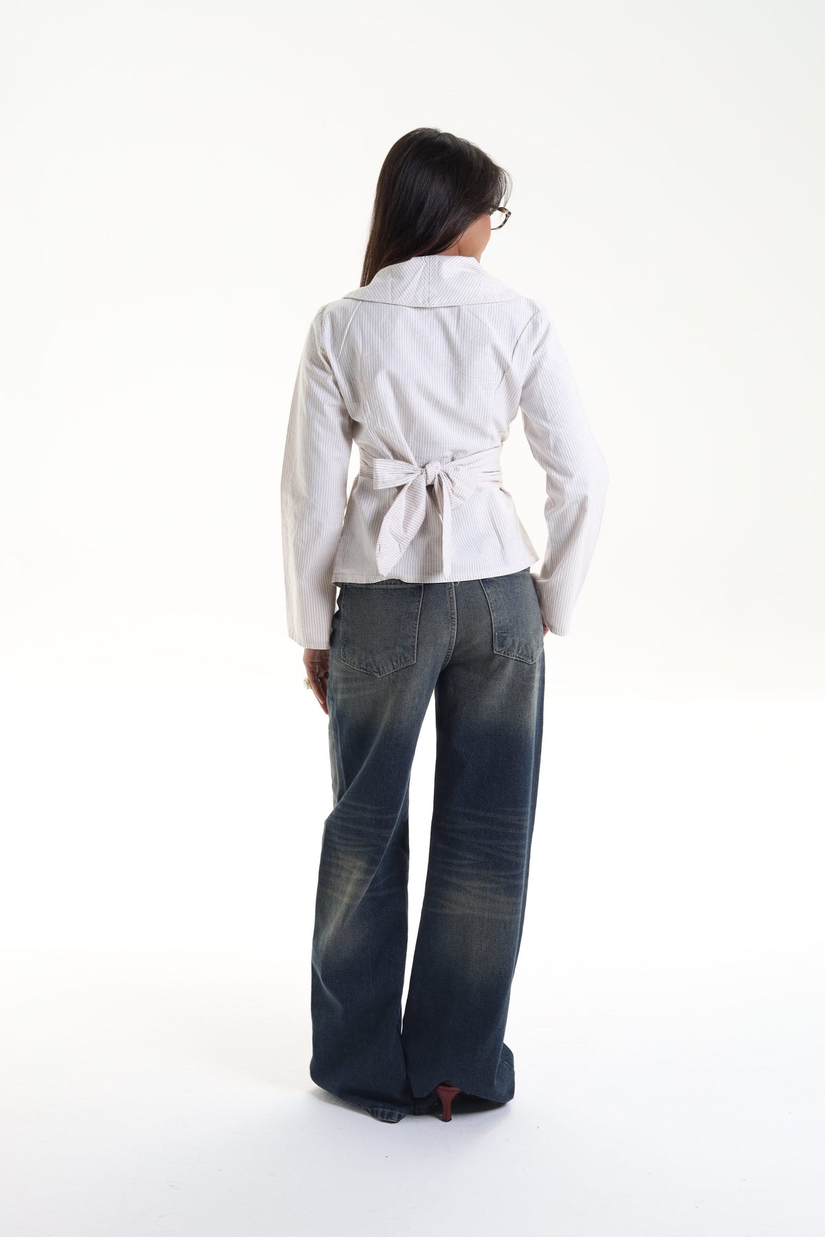 Pinstripe Wrap Blouse