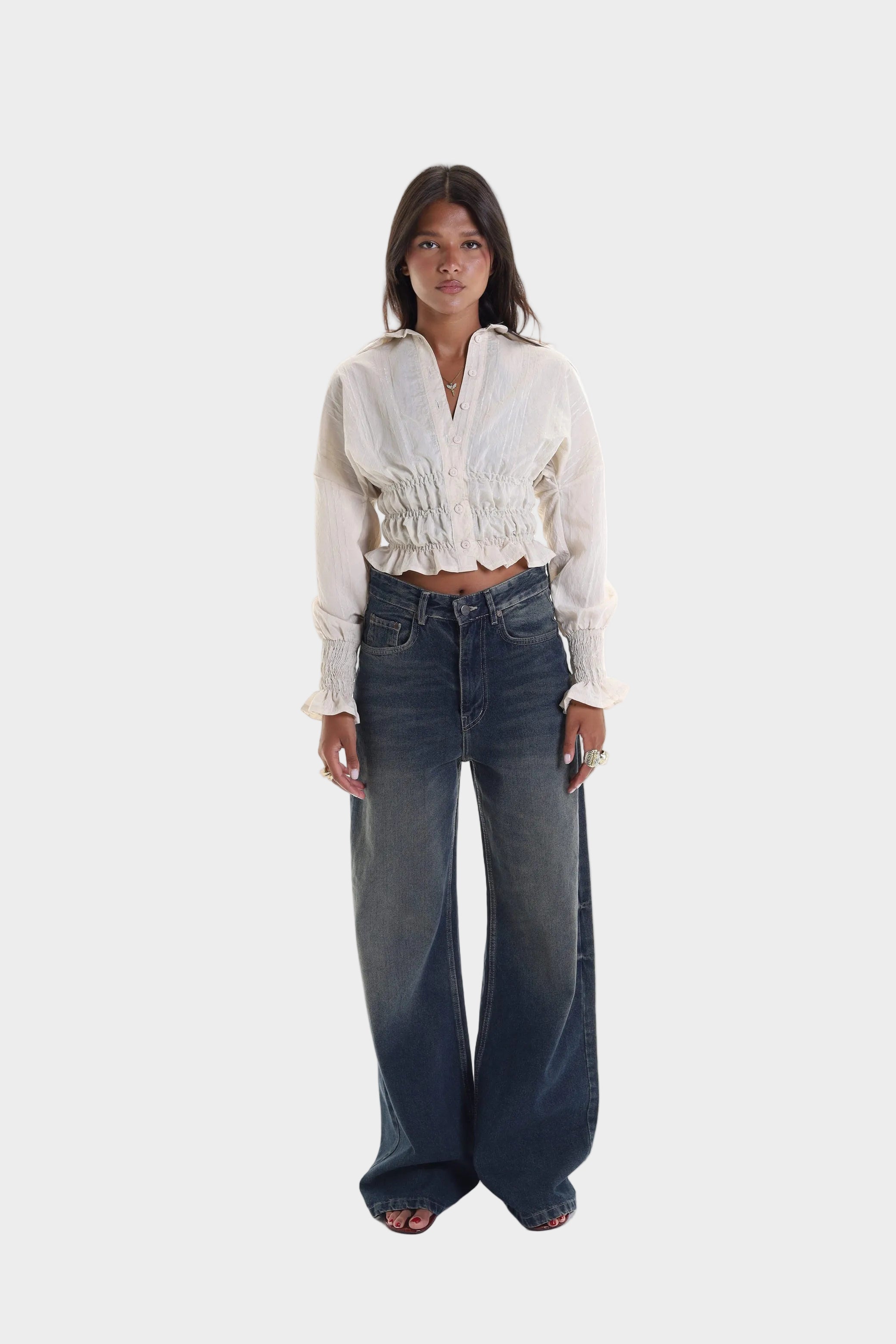 Smocked Waist & Cuff Blouse
