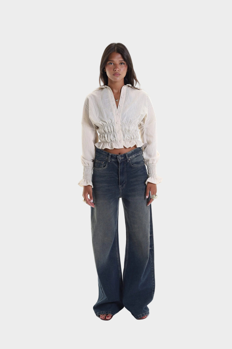 Smocked Waist & Cuff Blouse