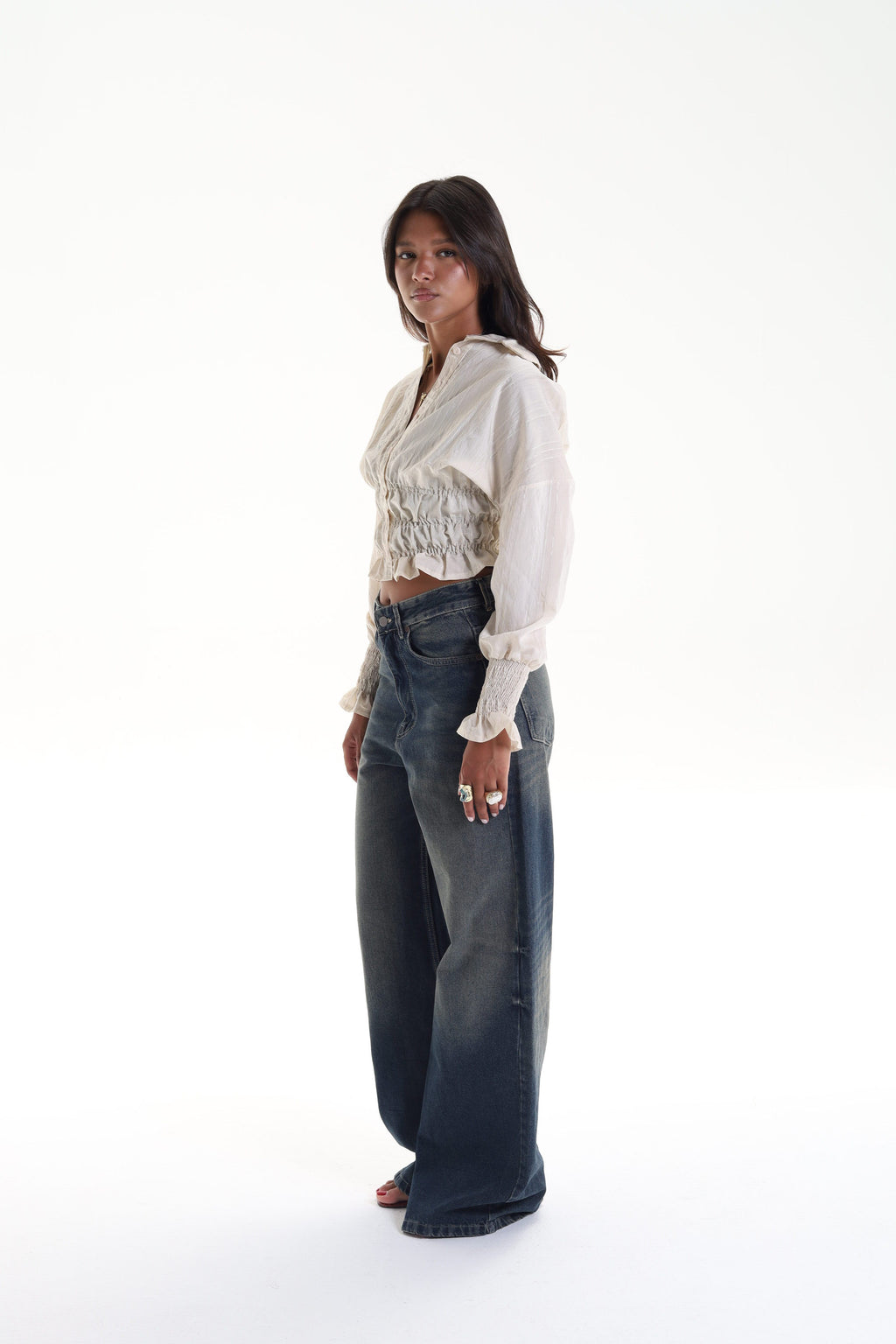 Smocked Waist & Cuff Blouse