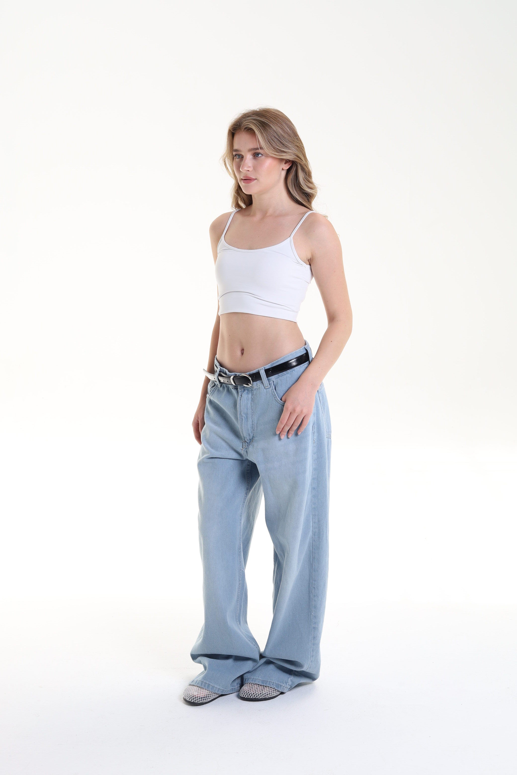 Wide leg jeans sky