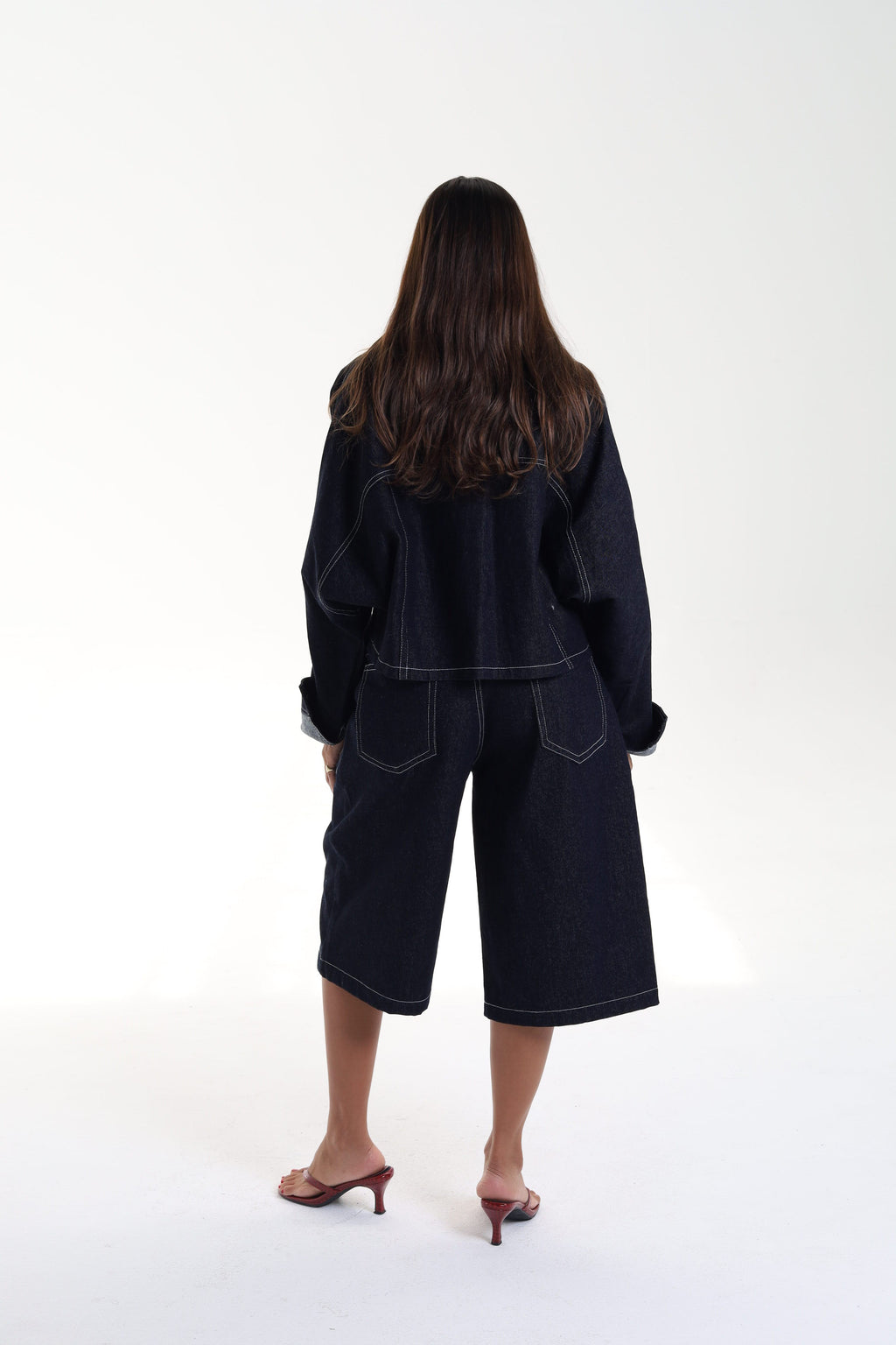 Flowy Denim Shirt with Front Pockets