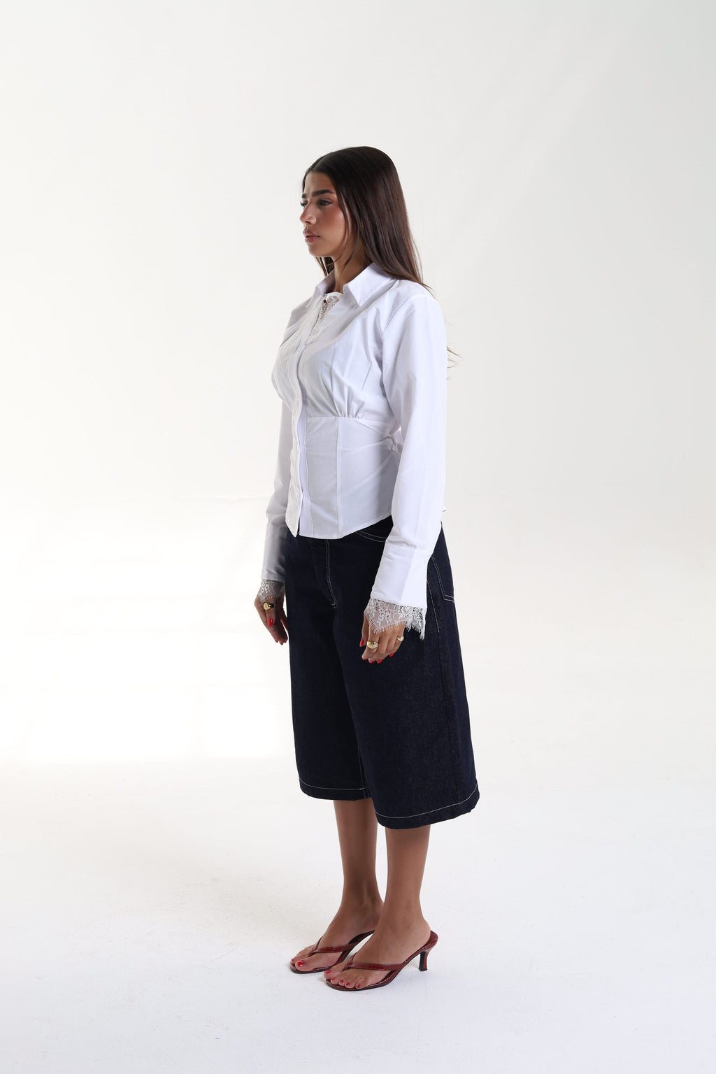 Lace Trim Corset Blouse