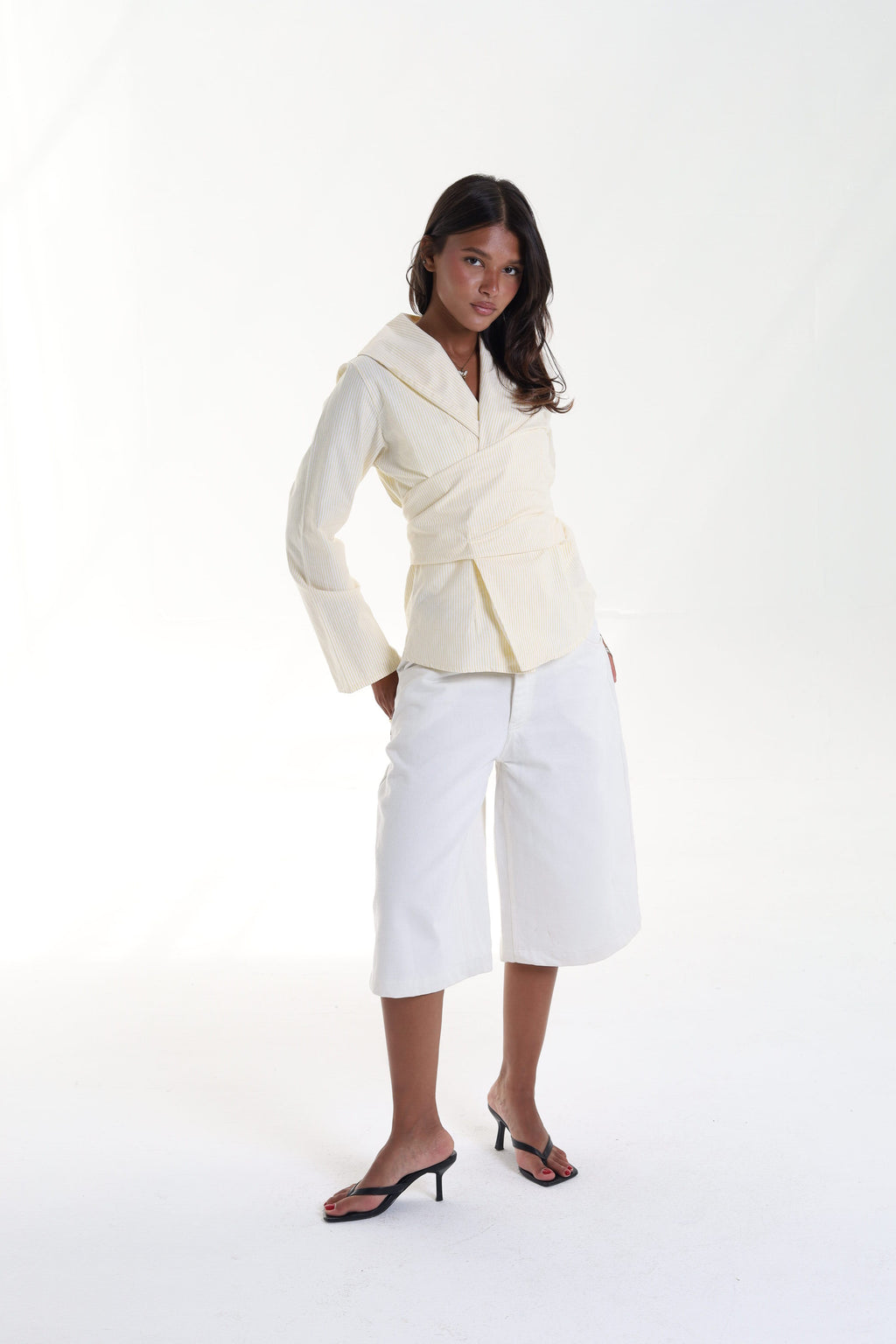 Pinstripe Wrap Blouse