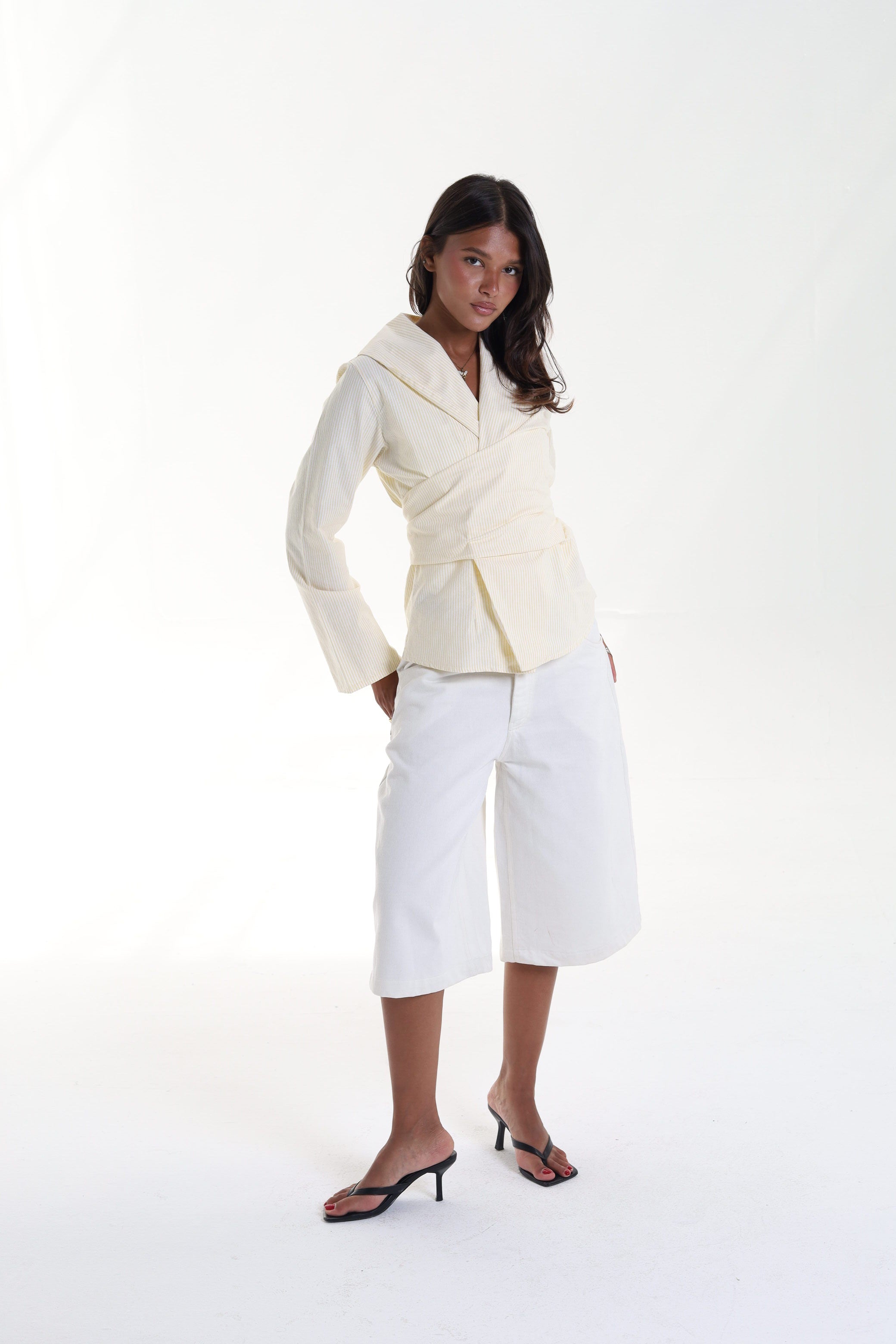 Pinstripe Wrap Blouse
