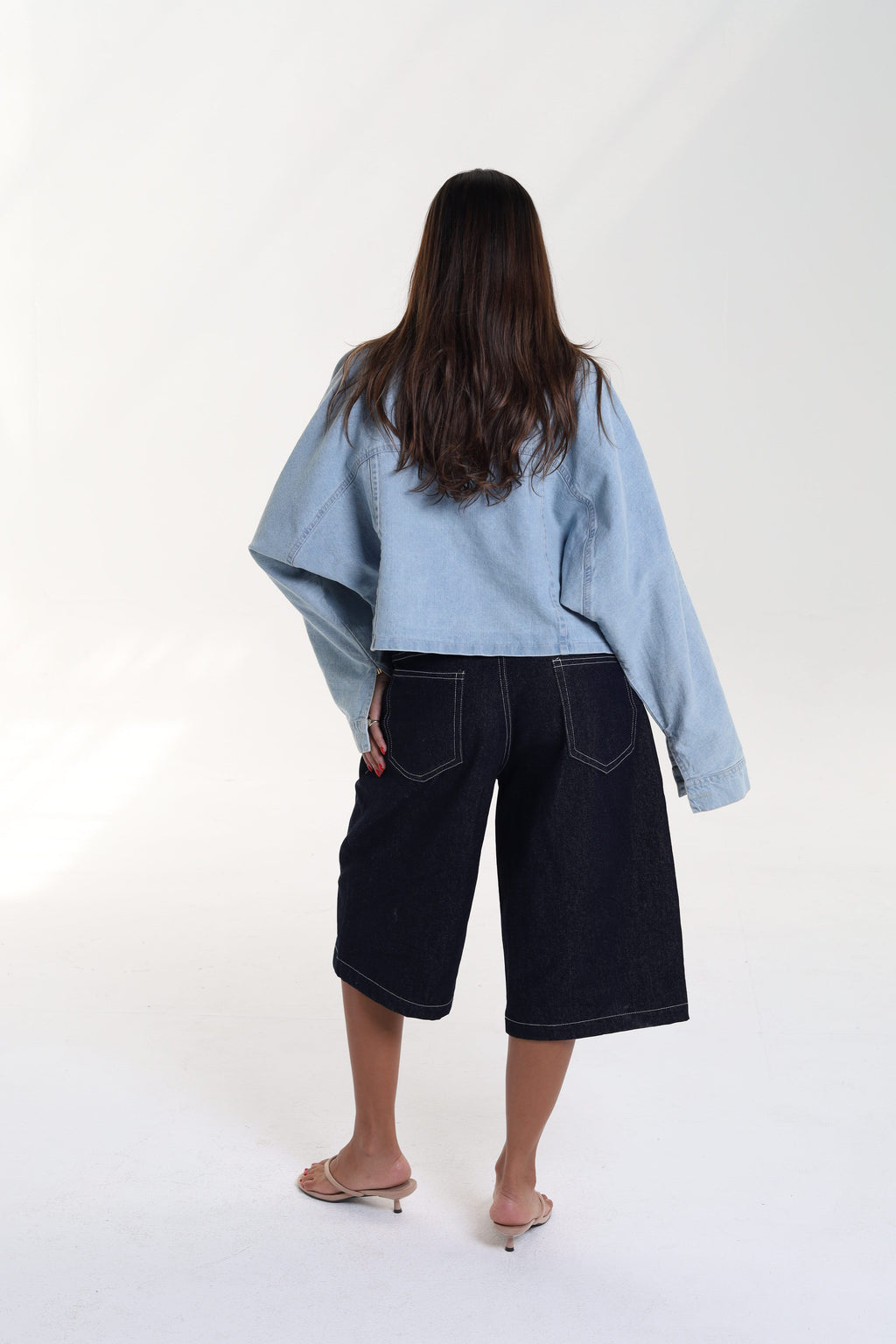 Flowy Denim Shirt with Front Pockets