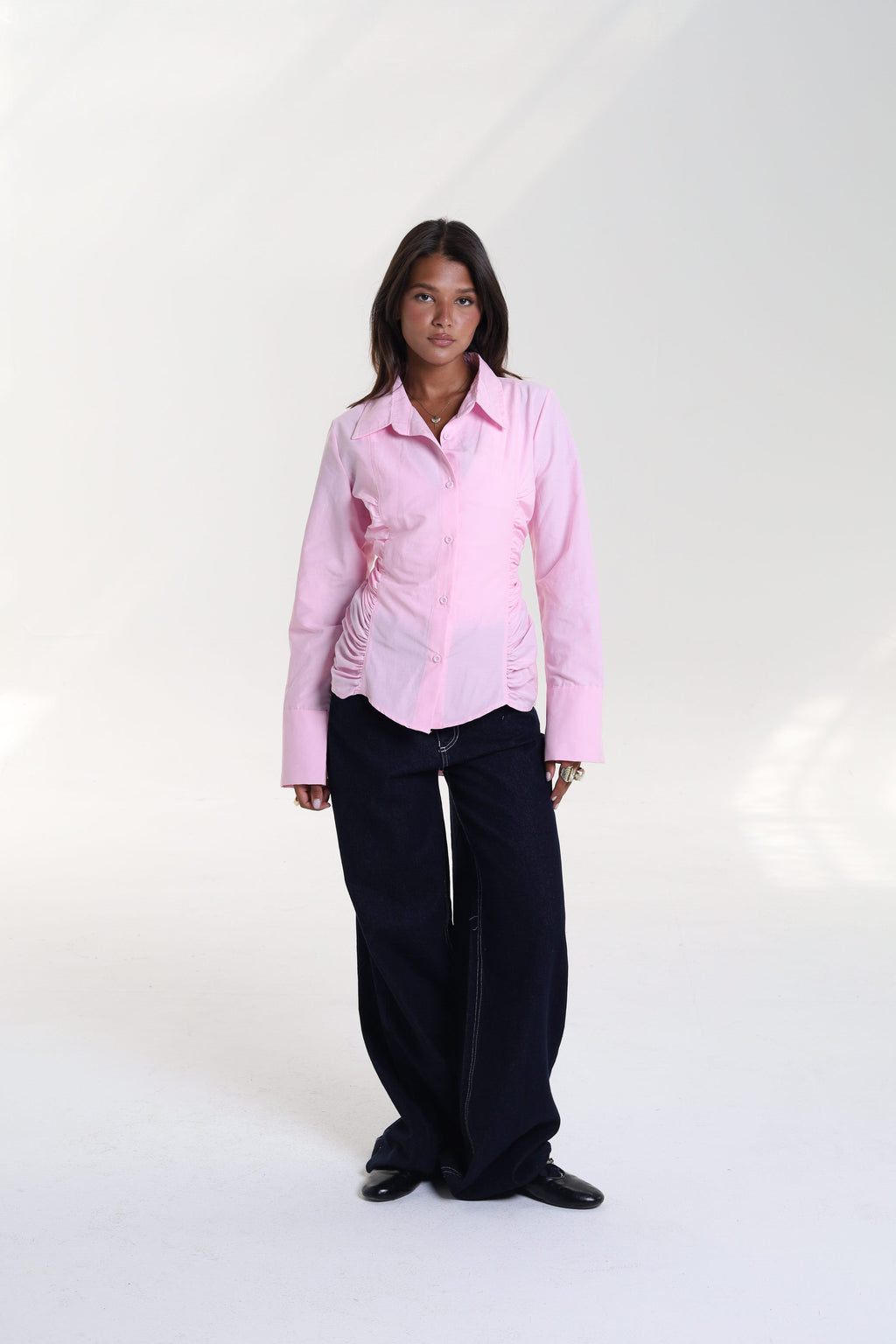 Ruched Side Belted Blouse