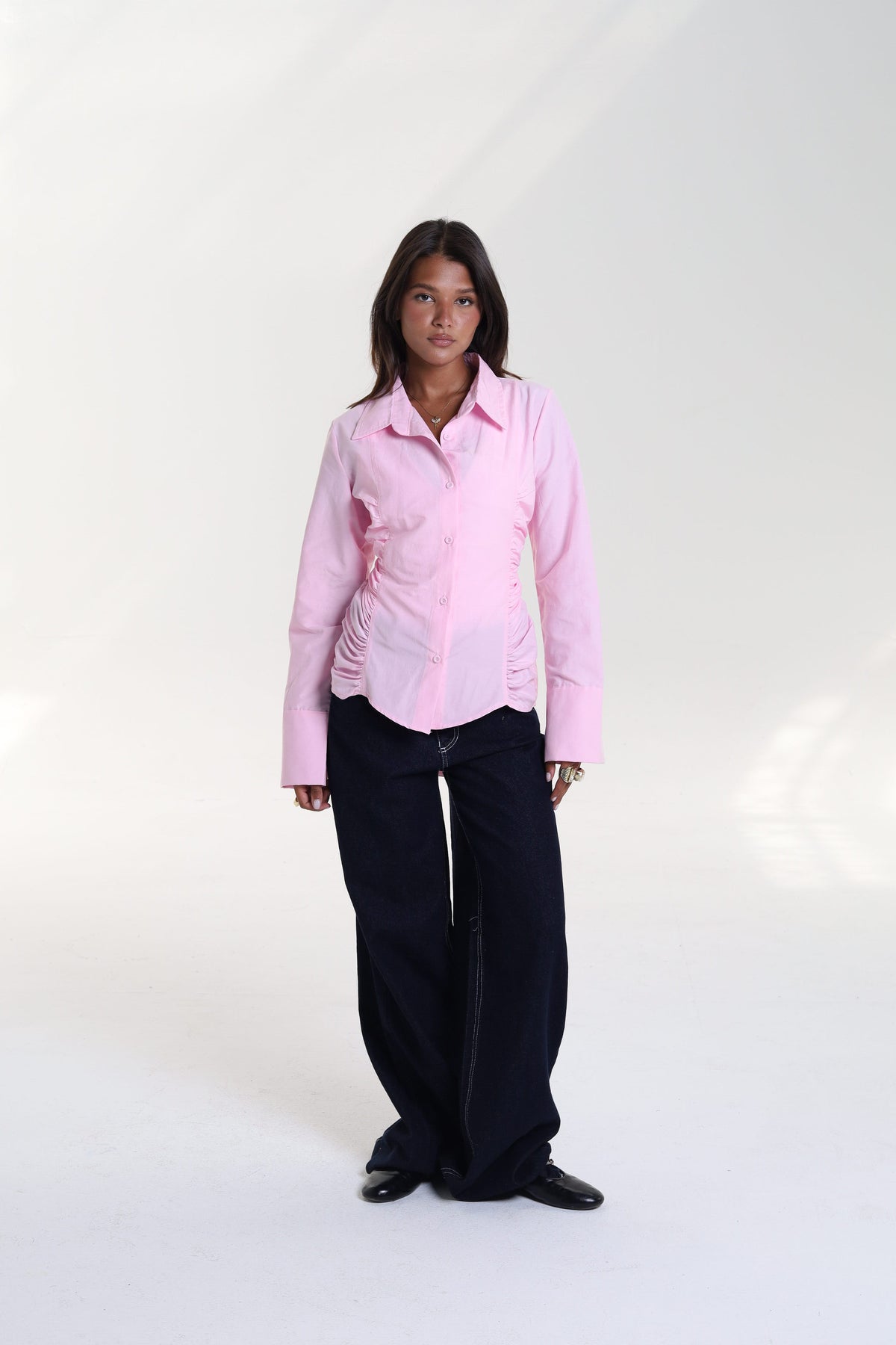 Ruched Side Belted Blouse