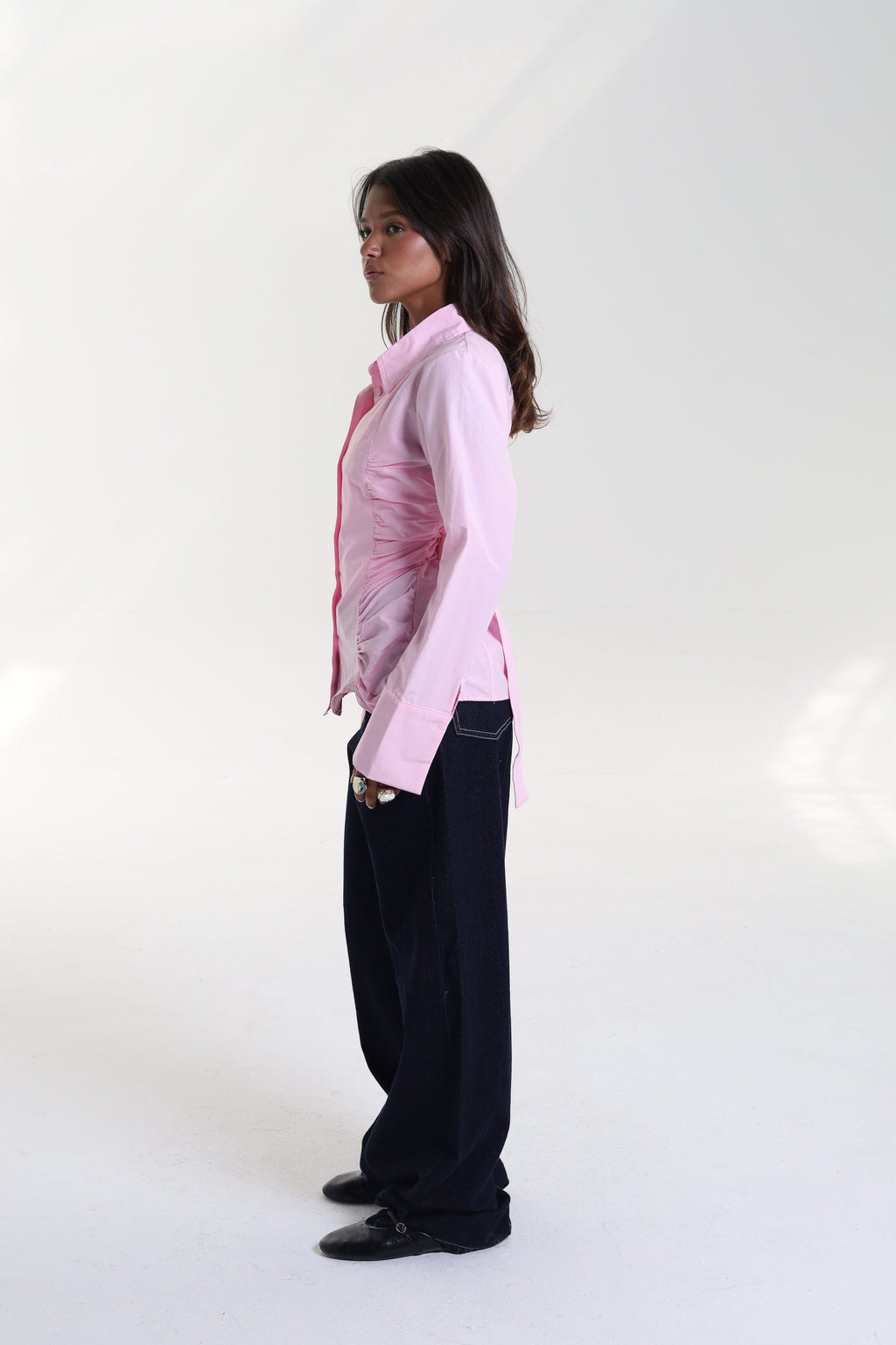 Ruched Side Belted Blouse