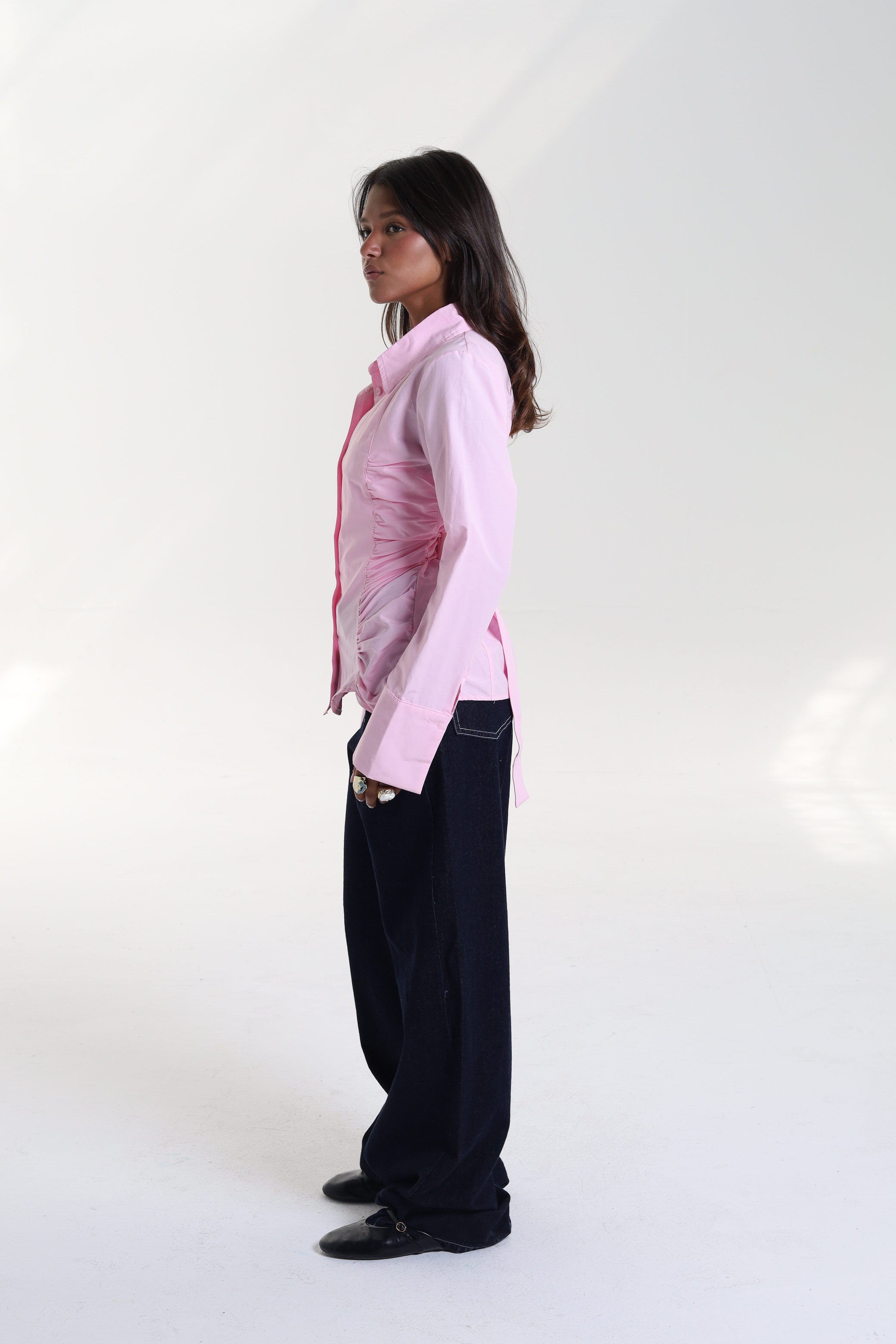 Ruched Side Belted Blouse