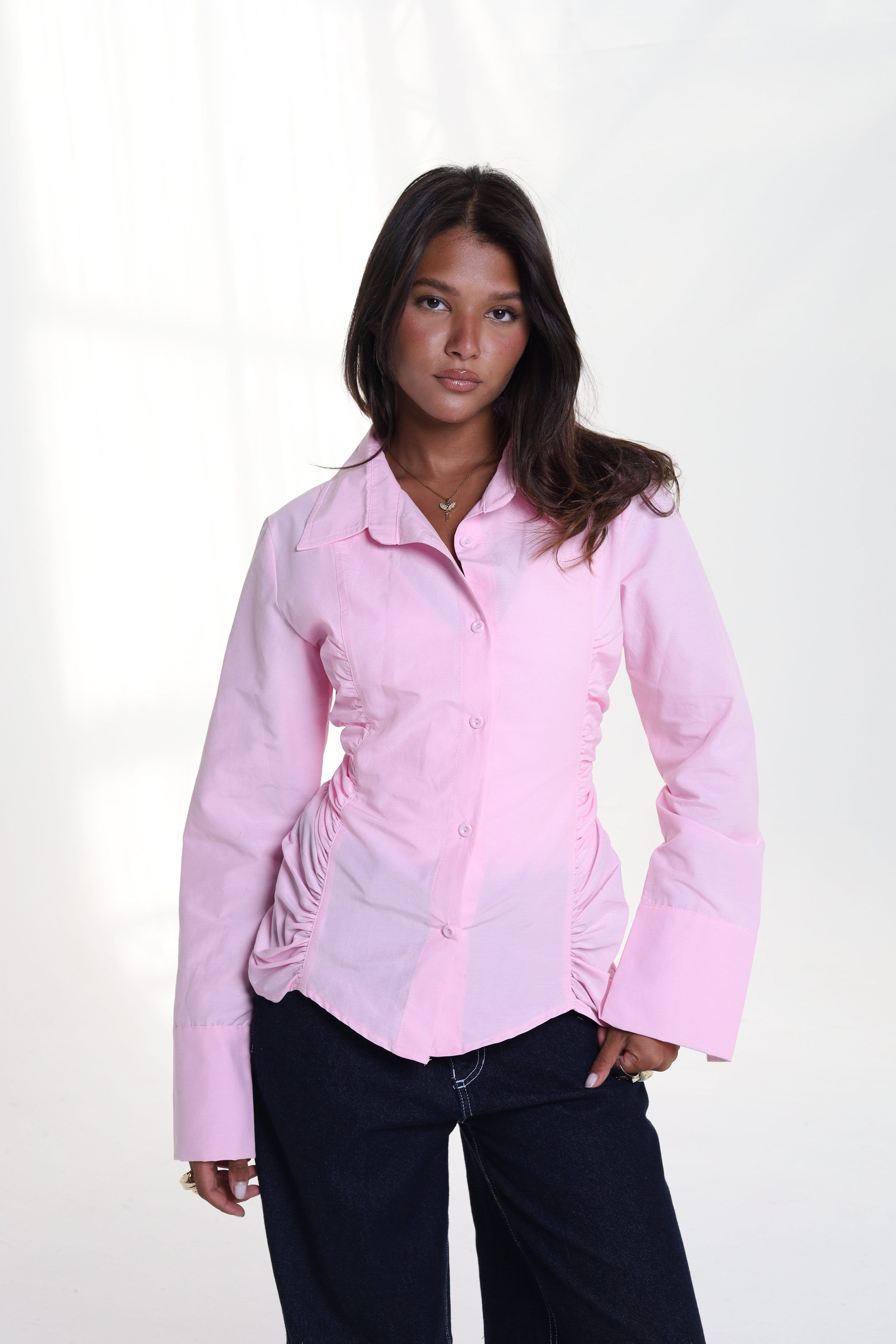 Ruched Side Belted Blouse