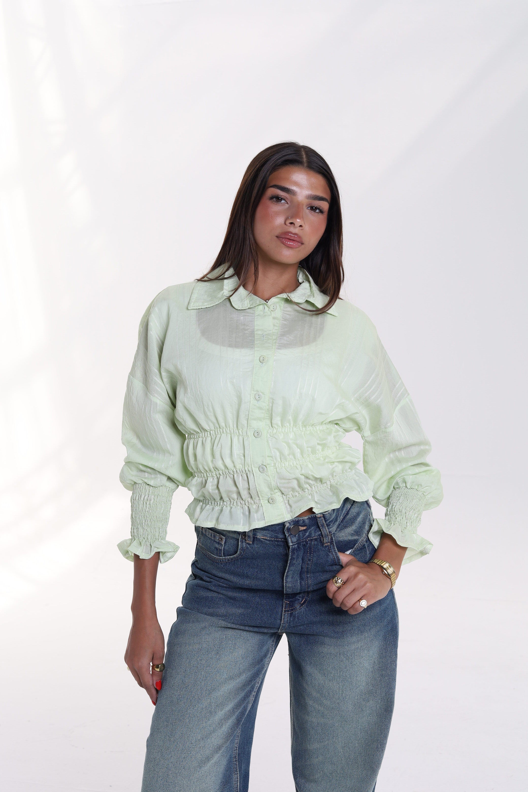 Smocked Waist & Cuff Blouse