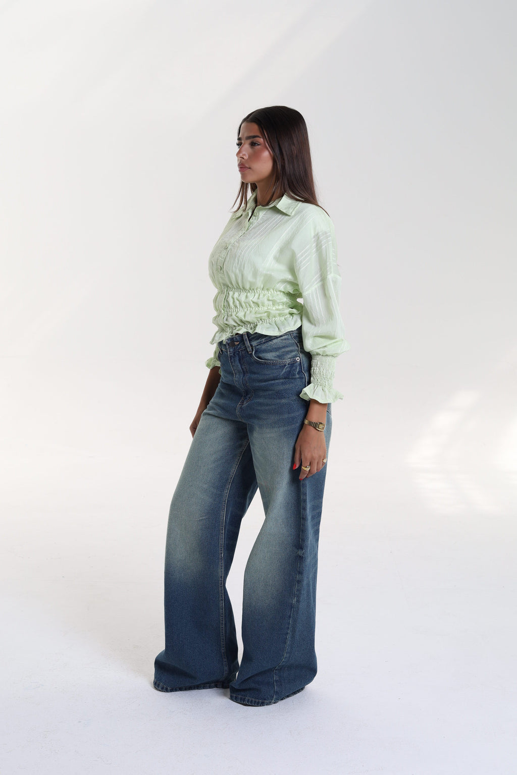Smocked Waist & Cuff Blouse