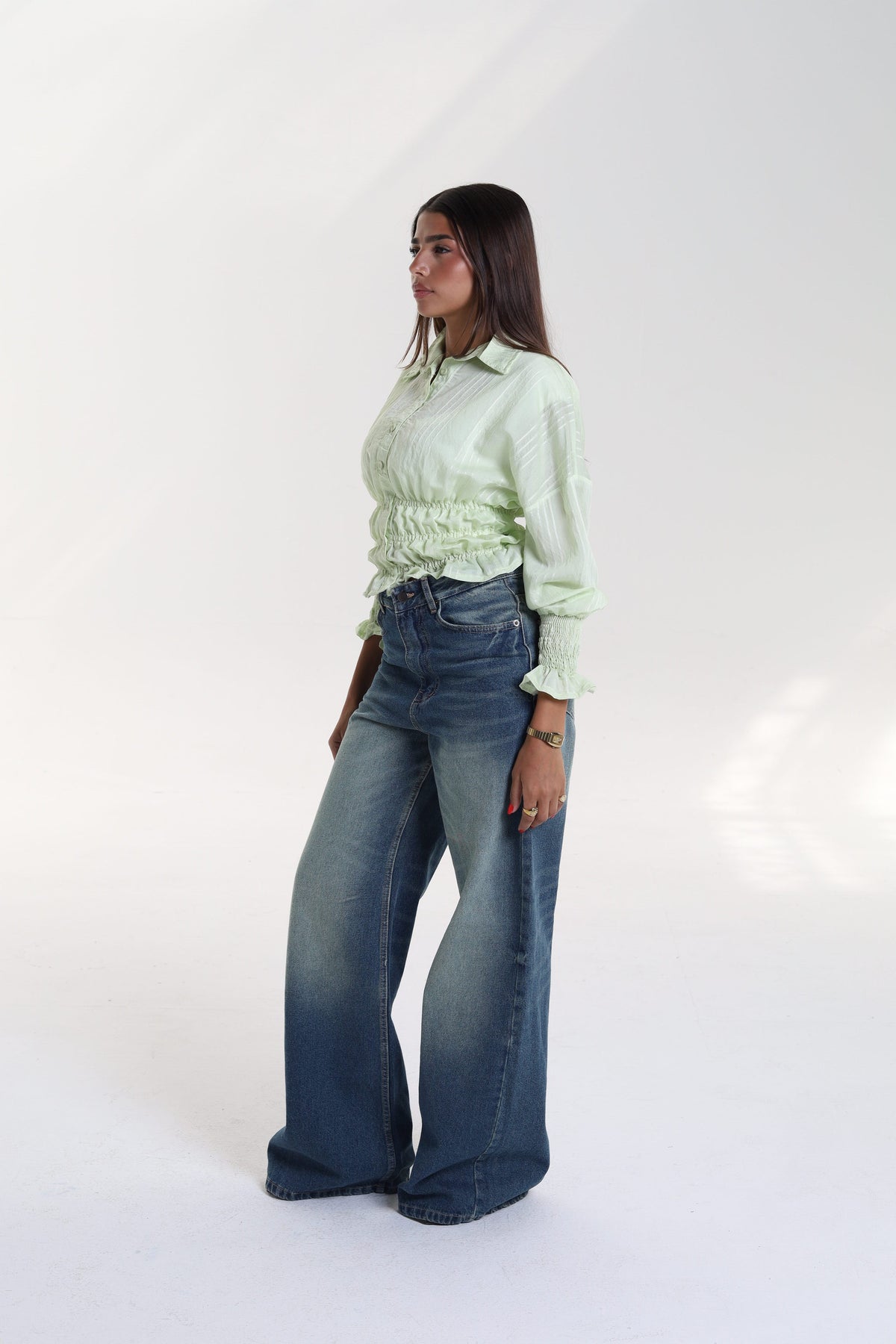 Smocked Waist & Cuff Blouse