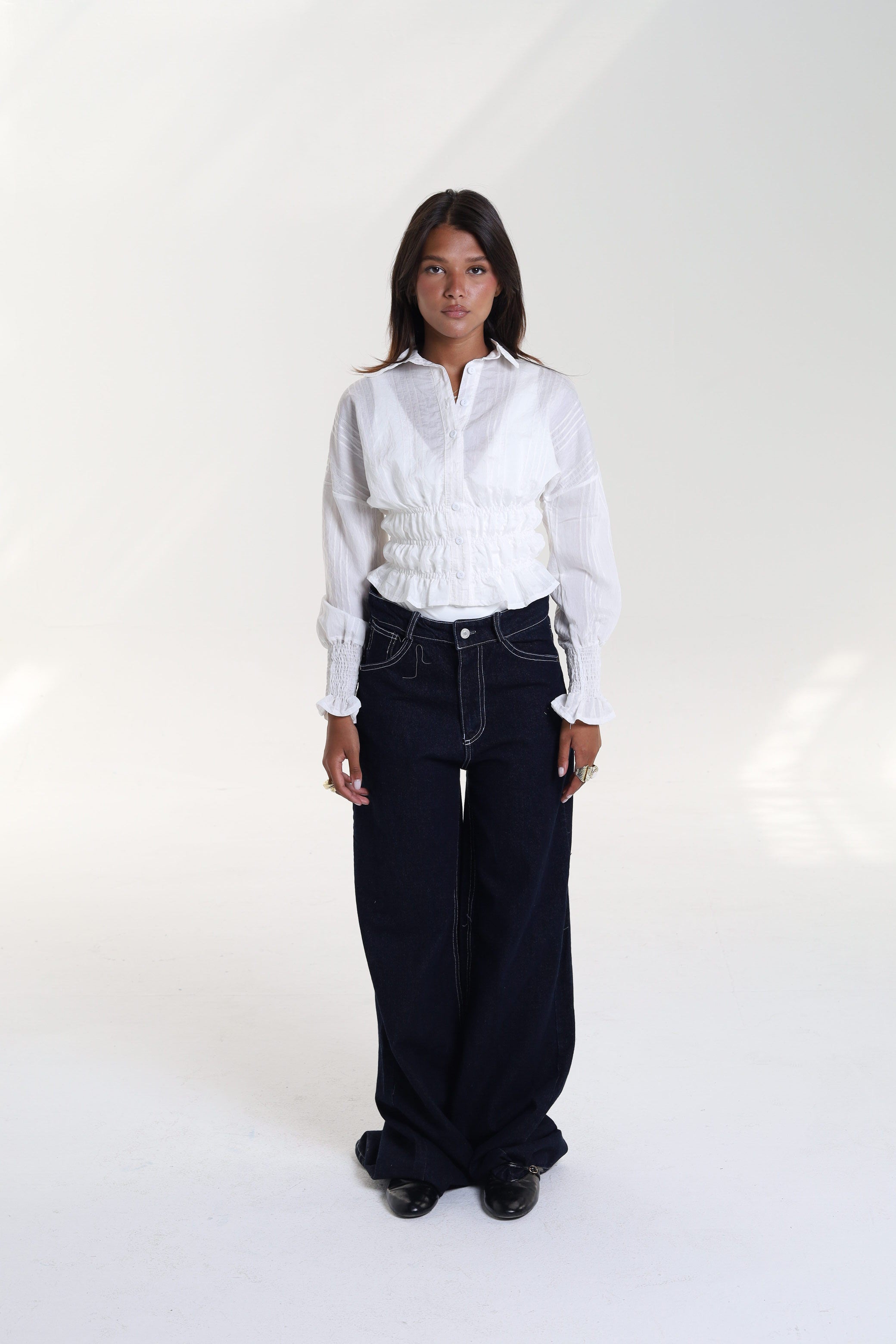 Smocked Waist & Cuff Blouse