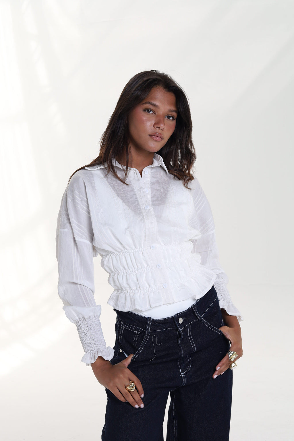 Smocked Waist & Cuff Blouse