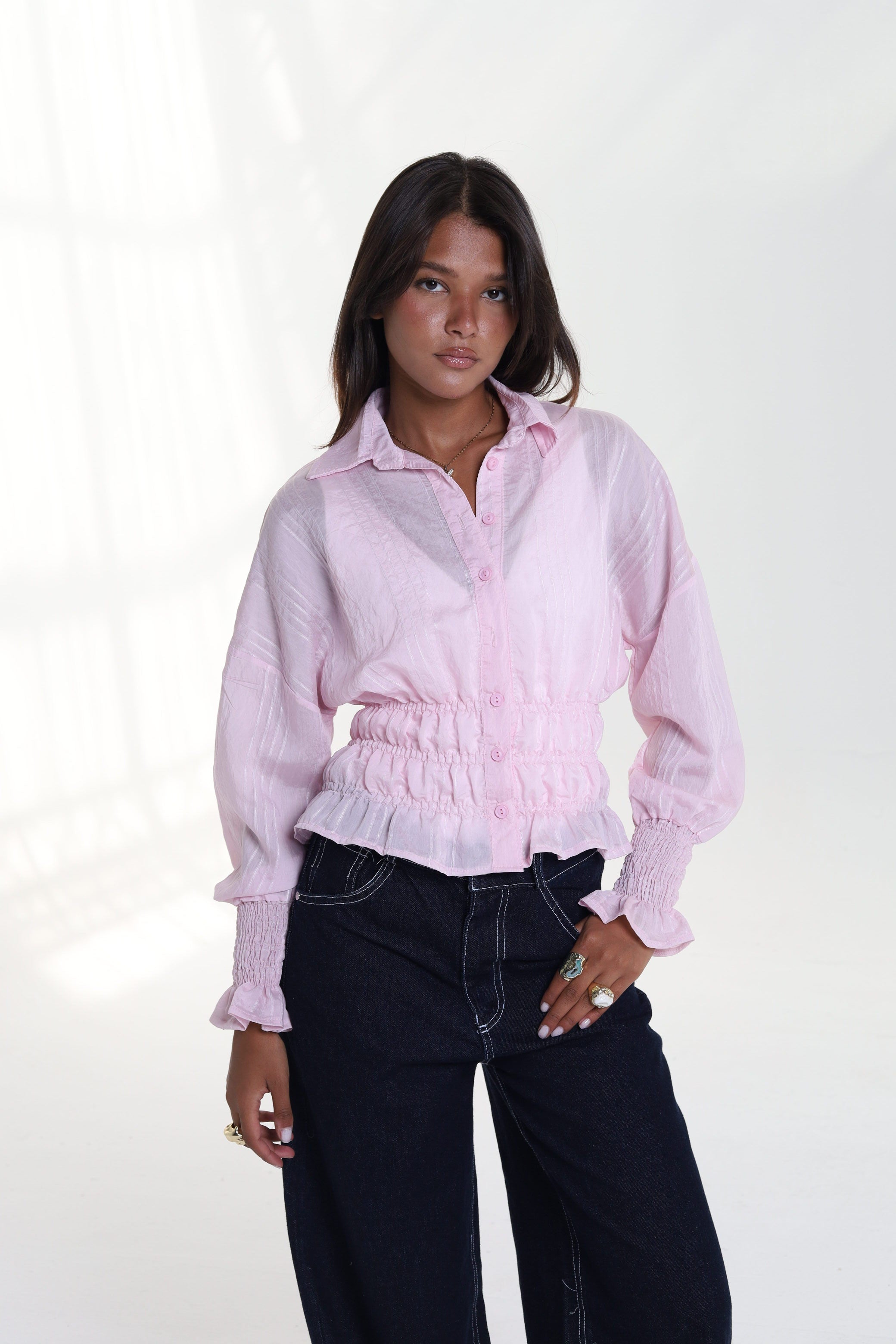 Smocked Waist & Cuff Blouse